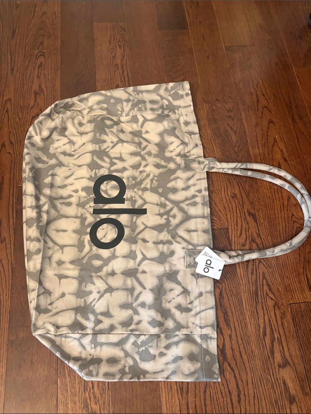 ALO Yoga Beige and Gray Camo Canvas Tote